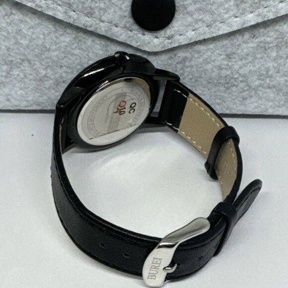 Burei S-19006M Men's Black Leather Strap Analog Dial Quartz Wrist Watch JNA65 - Picture 9 of 12